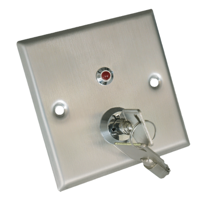 Interruttore a chiave - Indicatore LED - Testato 500.000 usi - NO/NC/COM/TAMP/LED | Montaggio ad incasso o su superficie - Misure 86 (H) x 86 (l) x 20 (P) mm - Realizzato in acciaio inox