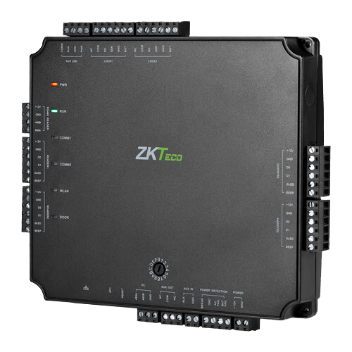 Controller di accesso PoE - Accesso con scheda o password - TCP/IP | Connessione con controller slave - 4 lettori per Wiegand | 4 lettori per OSDP - Uscita relè per 2 porte - Software ATLAS Series integrato e app mobile